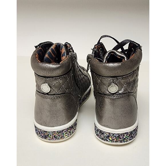 Steve Madden Girls JCarlson High-Top Sparkle Sole Silver Sneaker Size 2 - Picture 12 of 14